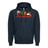 Navy feliz navidad Zipper Hoodie - MaliasSmallBusiness