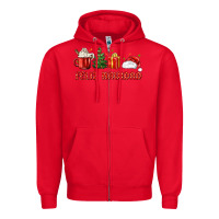 Red feliz navidad Zipper Hoodie - MaliasSmallBusiness