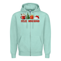 Seafoam feliz navidad Zipper Hoodie - MaliasSmallBusiness