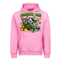 Fuchsia Pink Shamrock farm Urban Hoodie - CowGirlArtShop