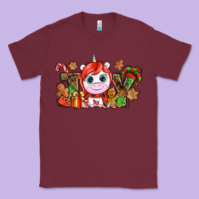 Joy Unicorn Christmas Classic Tee Designed By Nancycooperartshop