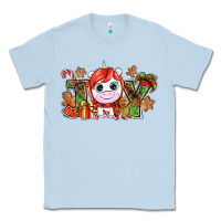 Dusty Blue Joy unicorn Christmas Classic Tee - NancyCooperArtShop