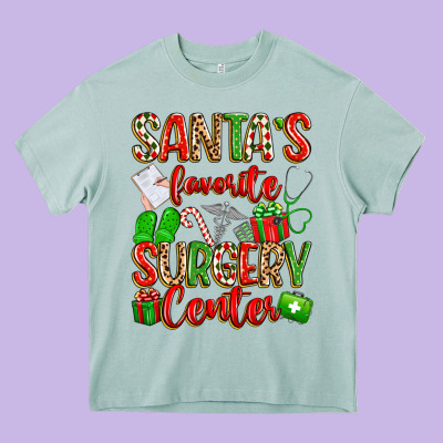 Santa's Favorite Surgery Center Png Sublimation De Heavy Core Tee Designed By Texasbilliewilder