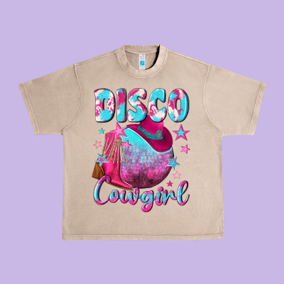 Disco Cowgirl Urban Heavy Tee Designed By Nancycooperartshop