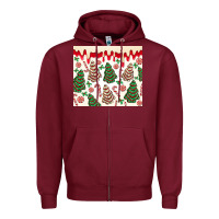Burgundy christmas tree cakes Zipper Hoodie - MaliasSmallBusiness