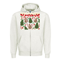 Oatmeal Heather christmas tree cakes Zipper Hoodie - MaliasSmallBusiness