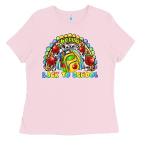 Bubblegum Pink hello back to school rainbow Ladies Tee - texasbilliewilder