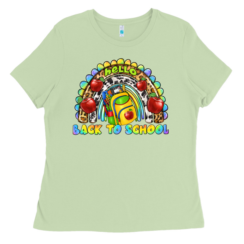 Hello Back To School Rainbow Ladies Tee by texasbilliewilder | Teevron