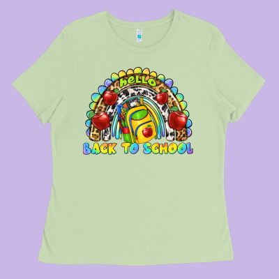 Hello Back To School Rainbow Ladies Tee Designed By Texasbilliewilder