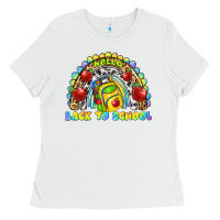 White hello back to school rainbow Ladies Tee - texasbilliewilder