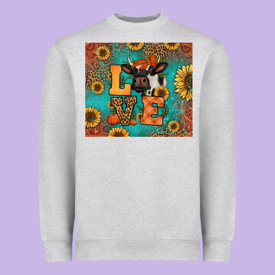 Love Autumn Cow Heavyweight Sweatshirt Designed By Jasminsmagicworld