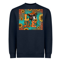 Navy love autumn cow Heavyweight Sweatshirt - Jasminsmagicworld