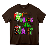 Chocolate Brown eat drink and be scary Heavy Core Tee - Zillion Design Studio