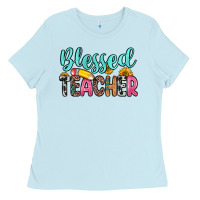 Baby Blue blessed teacher Ladies Tee - Zillion Design Studio