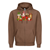 Chestnut Christmas gnomes coffee cups Zipper Hoodie - MaliasSmallBusiness
