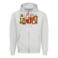 Dove Grey Christmas gnomes coffee cups Zipper Hoodie - MaliasSmallBusiness