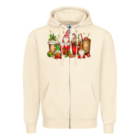 Sandshell Christmas gnomes coffee cups Zipper Hoodie - MaliasSmallBusiness