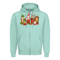 Seafoam Christmas gnomes coffee cups Zipper Hoodie - MaliasSmallBusiness