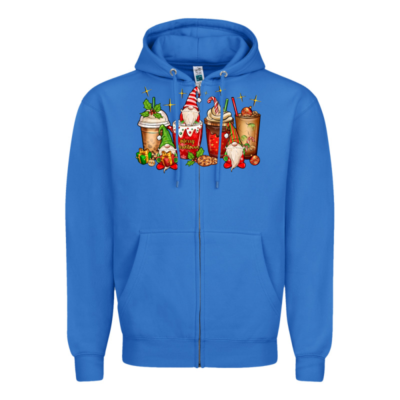 Christmas Gnomes Coffee Cups Zipper Hoodie by MaliasSmallBusiness | Teevron