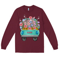 Burgundy truck with flowers Long Sleeve Tee - MaliasSmallBusiness