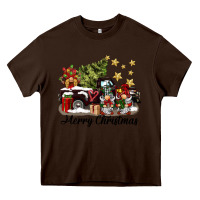Chocolate Brown merry christmas gnomes truck Heavy Core Tee - BarkalooDesign