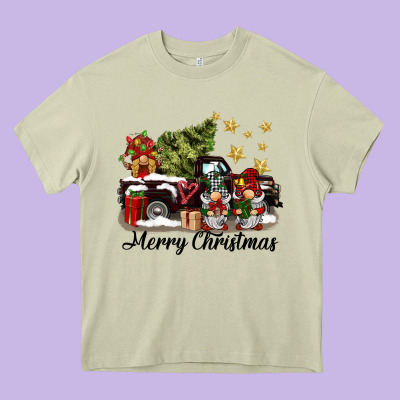 Merry Christmas Gnomes Truck Heavy Core Tee Designed By Barkaloodesign