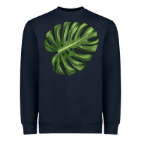 Navy Monstera Leaf Heavyweight Sweatshirt - LillyAllenDesigns