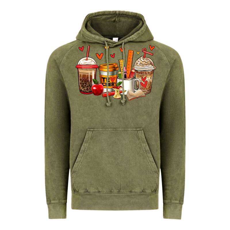 Teacher Coffee Cups Vintage Hoodie by Jasminsmagicworld | Teevron
