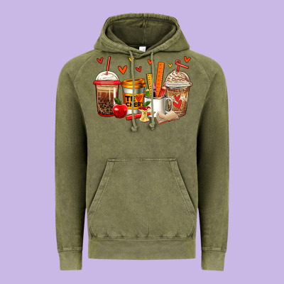 Teacher Coffee Cups Vintage Hoodie Designed By Jasminsmagicworld