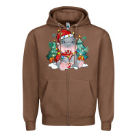 Chestnut cute christmas hippopotamus Zipper Hoodie - MaliasSmallBusiness
