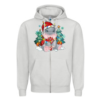 Dove Grey cute christmas hippopotamus Zipper Hoodie - MaliasSmallBusiness