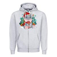 Heather Grey cute christmas hippopotamus Zipper Hoodie - MaliasSmallBusiness