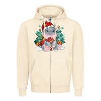 Sandshell cute christmas hippopotamus Zipper Hoodie - MaliasSmallBusiness