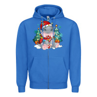 True Royal cute christmas hippopotamus Zipper Hoodie - MaliasSmallBusiness