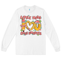 White little miss 100 days smarter Long Sleeve Tee - MaliasSmallBusiness