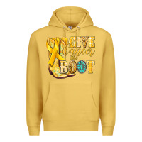 Antique Gold Give Cancer the boot Childhood Cancer Premium Hoodie - NancyCooperArtShop