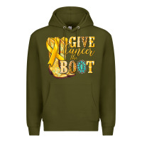 Army Green Give Cancer the boot Childhood Cancer Premium Hoodie - NancyCooperArtShop