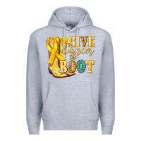 Heather Grey Give Cancer the boot Childhood Cancer Premium Hoodie - NancyCooperArtShop