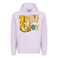 Lilac Give Cancer the boot Childhood Cancer Premium Hoodie - NancyCooperArtShop
