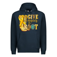 Navy Give Cancer the boot Childhood Cancer Premium Hoodie - NancyCooperArtShop