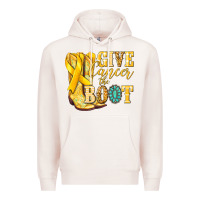 Pale Pink Give Cancer the boot Childhood Cancer Premium Hoodie - NancyCooperArtShop