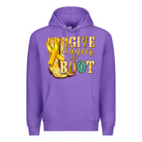Purple Give Cancer the boot Childhood Cancer Premium Hoodie - NancyCooperArtShop