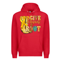 Red Give Cancer the boot Childhood Cancer Premium Hoodie - NancyCooperArtShop