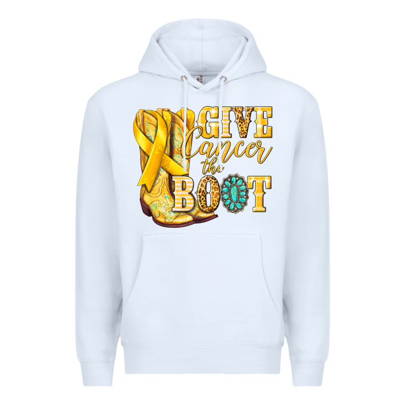 Give Cancer The Boot Childhood Cancer Premium Hoodie by NancyCooperArtShop | Teevron