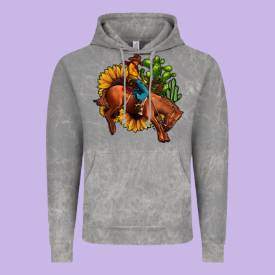 Rodeo Cowboy Sunflower Cactus Vintage Hoodie Designed By Jahusdesignshop