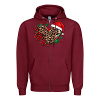Burgundy christmas paw heart Zipper Hoodie - MaliasSmallBusiness