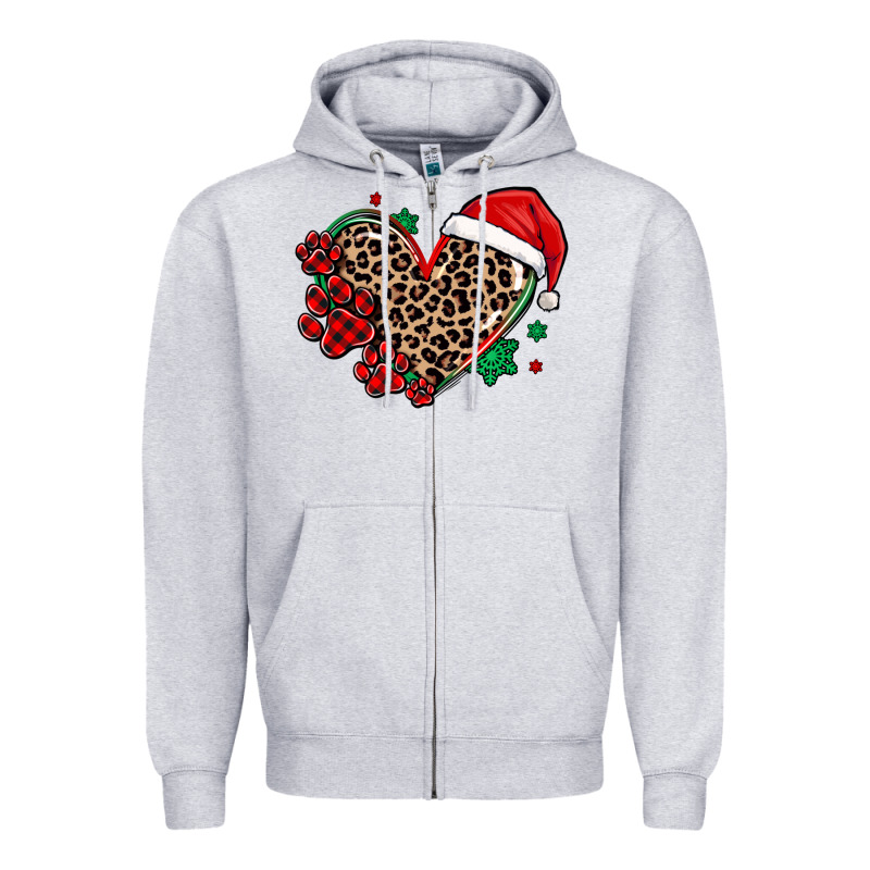 Christmas Paw Heart Zipper Hoodie by MaliasSmallBusiness | Teevron