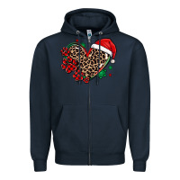 Navy christmas paw heart Zipper Hoodie - MaliasSmallBusiness