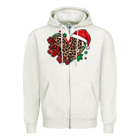 Oatmeal Heather christmas paw heart Zipper Hoodie - MaliasSmallBusiness