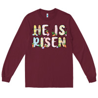 Burgundy he is risen Long Sleeve Tee - MaliasSmallBusiness
